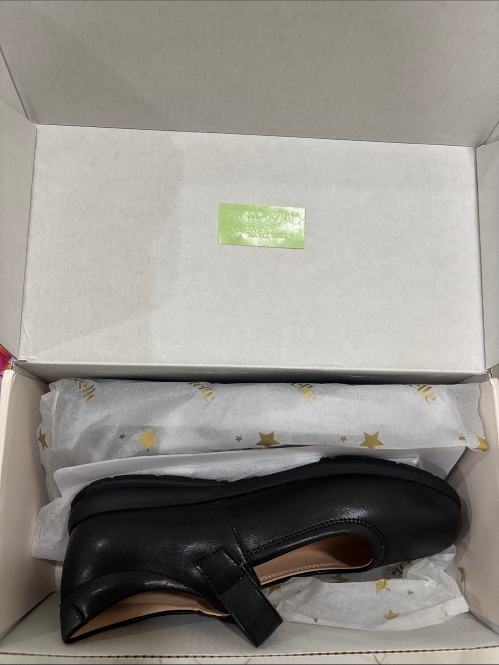 Stellah Black Leather Mary Jane Flats